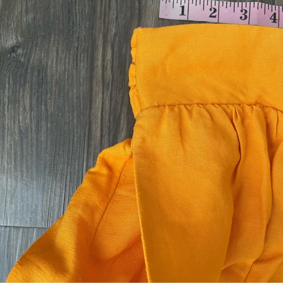 Ann Taylor Orange Linen A-Line Linen Blend Knee Length Skirt with Pockets - Picture 12 of 15